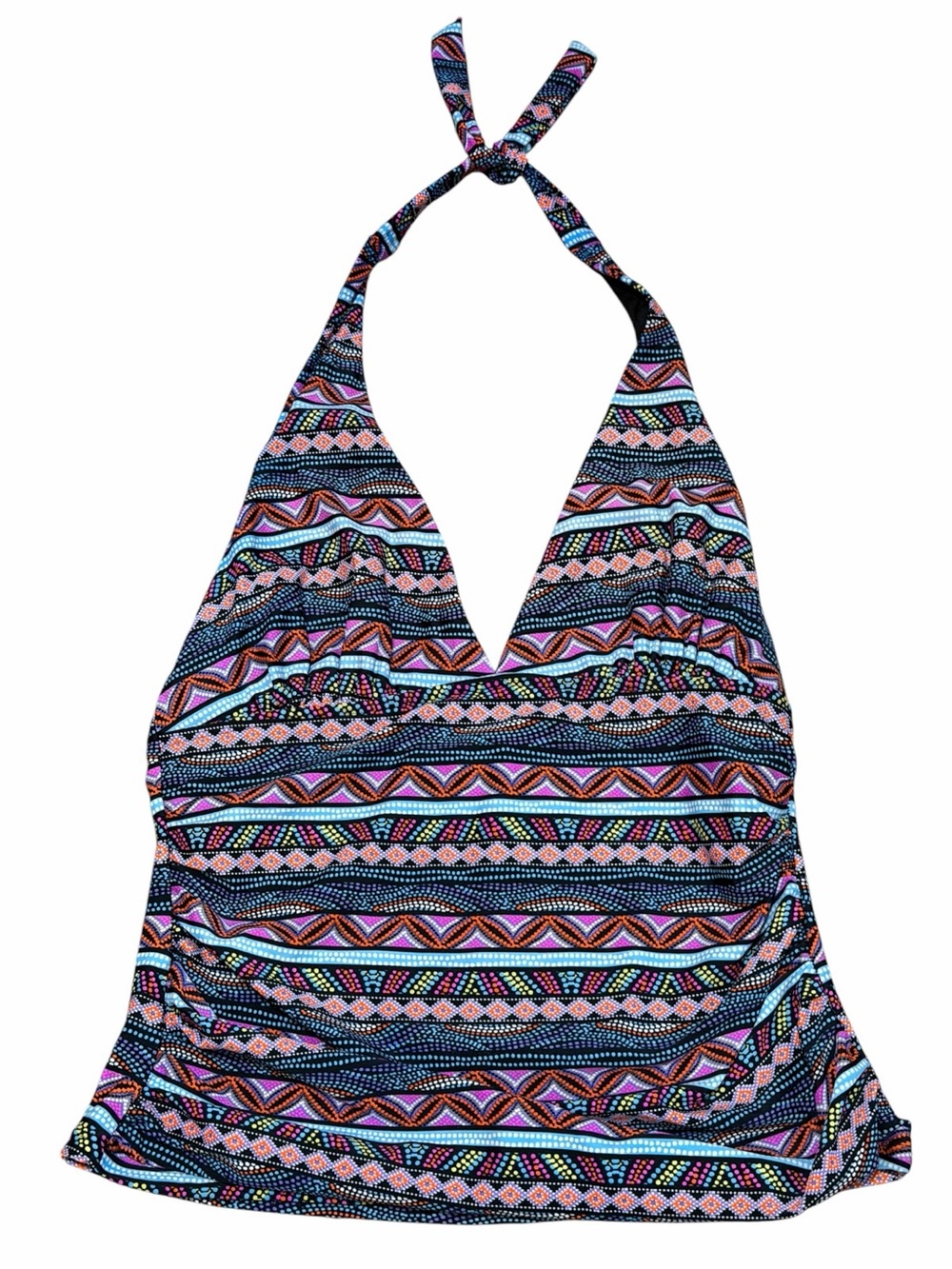 Source Unknown Multicolor Tribal Halter Tankini Top